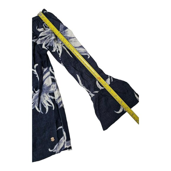 Roxy Blouse Top Women XS Off The Shoulders Moon Sapphire Blue Boho Peasant - Picture 9 of 12